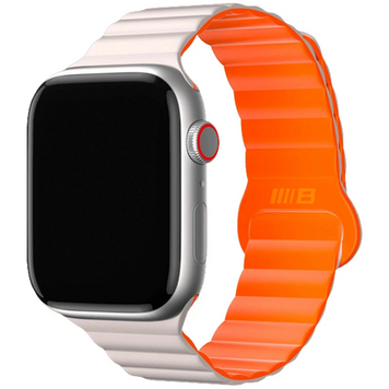 Ремінець BlueO Magnetic Silicone для Apple Watch 42(ser.1-3)/44/45/46/49mm (White / Orange) 77867 фото