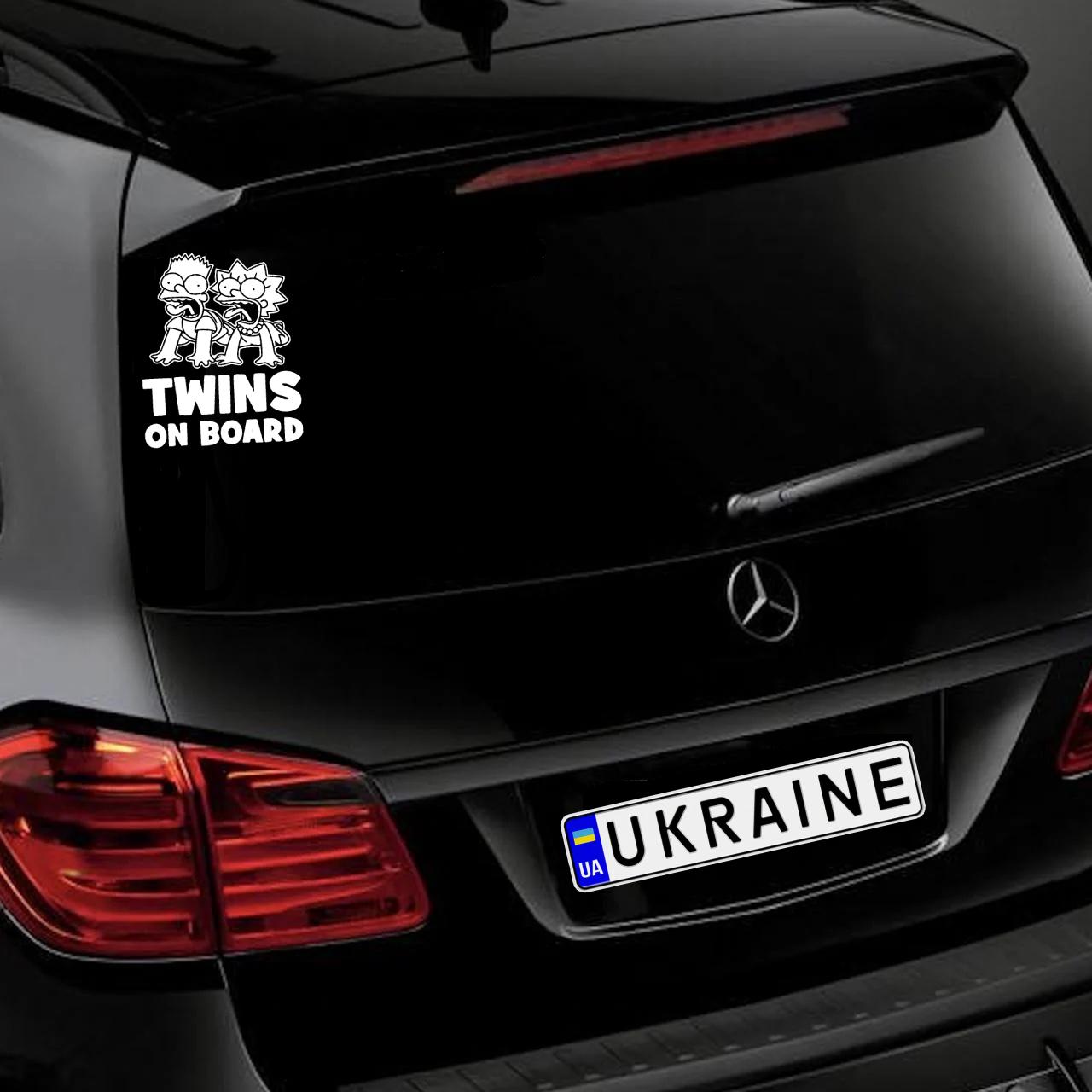Наклейка на Автомобіль на Скло Дитина в Автомобілі Twins on board 20*17 см + Монтажна плівка