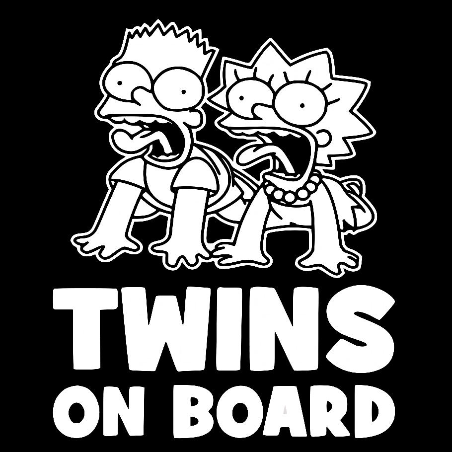 Наклейка на Автомобіль на Скло Дитина в Автомобілі Twins on board 20*17 см + Монтажна плівка — 2