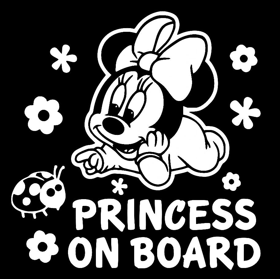 Наклейка на Автомобіль на Скло Дитина в Автомобілі Princess on Board Міні Маус 25*24 см + Монтажна плівка — 2