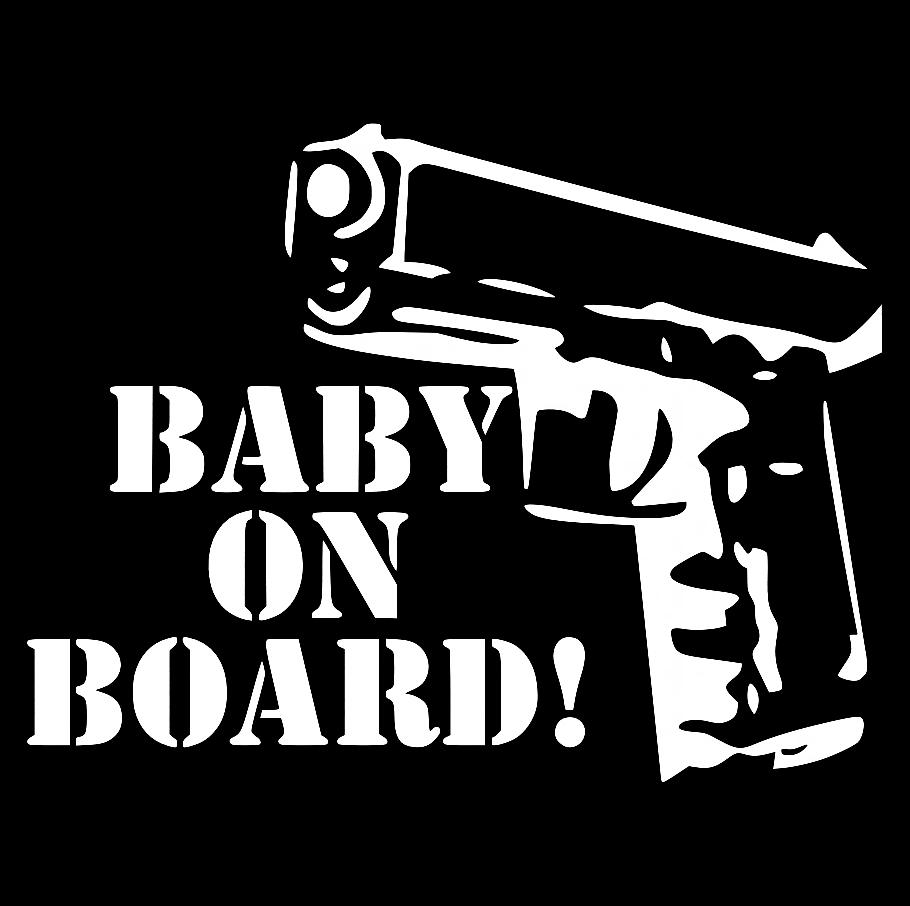 Наклейка на Автомобиль на Стекло Ребёнок в Автомобиле Baby on Board Пистолет 20*25 см + Монтажная пленка — 2