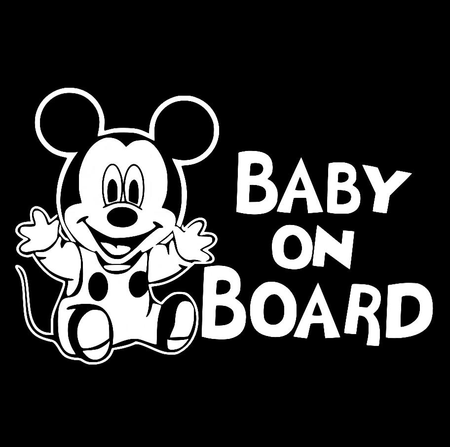 Наклейка на Автомобіль на Скло Дитина в Автомобілі Baby on Board Мікі Маус 17*25 см + Монтажна плівка — 2