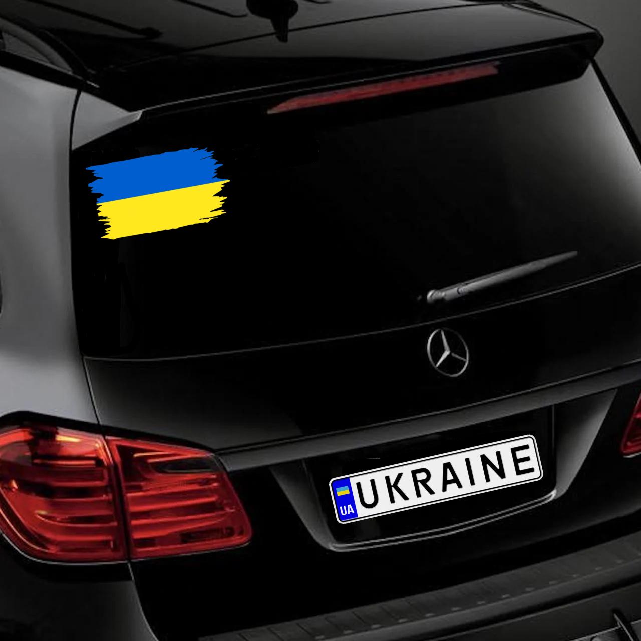 Наклейка на Автомобіль на Скло Патріотична Флаг України 10*19 см + Монтажна плівка — 1