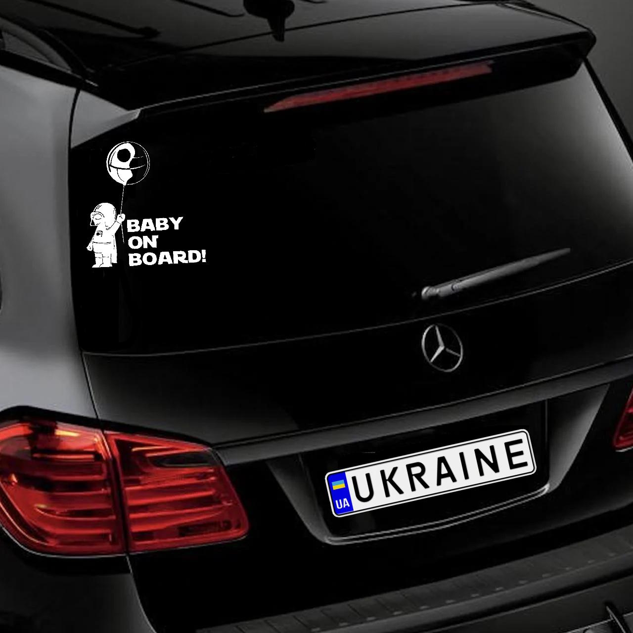 Наклейка на Автомобіль на Скло Дитина в Автомобілі Baby on Board Дарт Вейдер 25*24 см + Монтажна плівка — 1