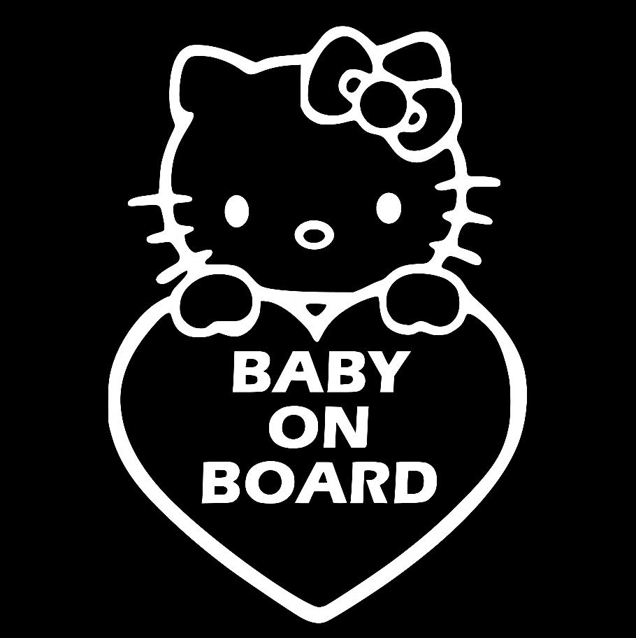 Наклейка на Автомобіль на Скло Дитина в Автомобілі Baby on Board Hello Kitty 20*14 см + Монтажна плівка — 2