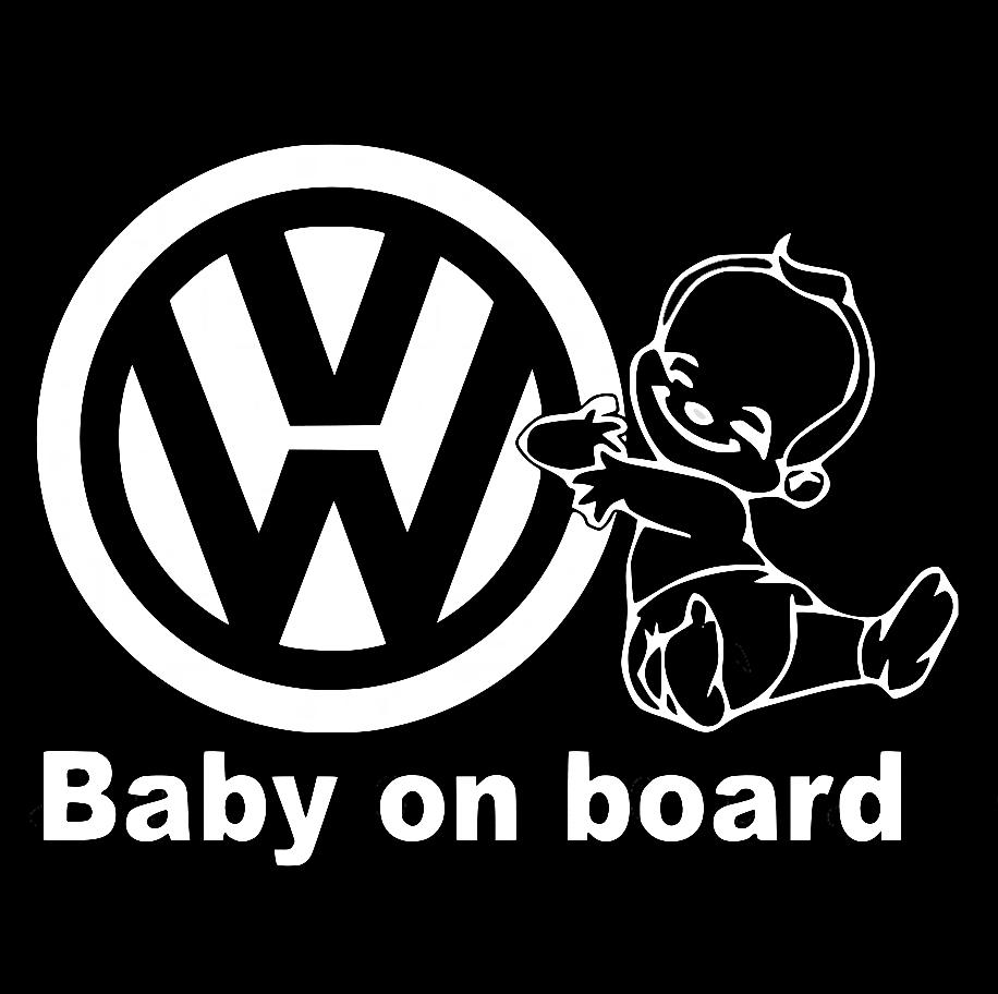 Наклейка на Автомобіль на Скло Дитина в Автомобілі Baby on Board #44 -Volkswagen 20*25 см + Монтажна плівка — 2