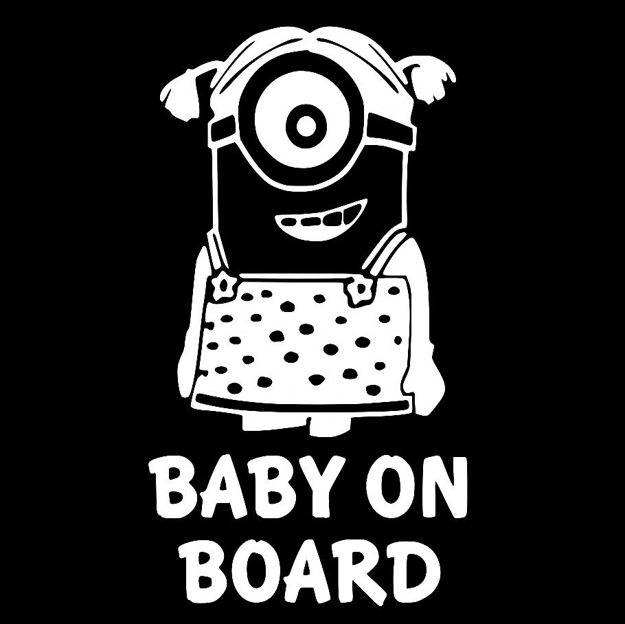 Наклейка на Автомобиль на Стекло Ребёнок в Машине Baby on Board #40 Миньон 25*14 см + Монтажная пленка — 2