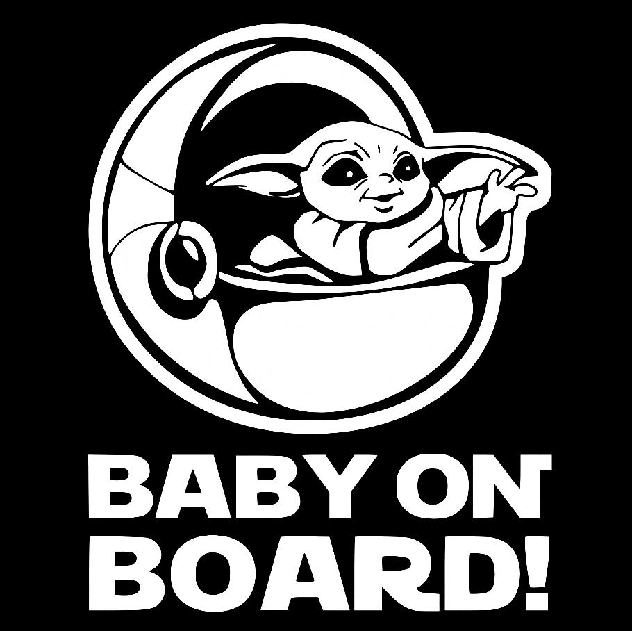 Наклейка на Автомобиль на Стекло Ребёнок в Машине Baby on Board #39 Малыш Йода 25*20 см + Монтажная пленка — 2