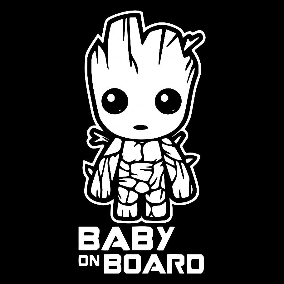 Наклейка на Автомобиль на Стекло Ребёнок в Машине Baby on Board #37 Грут 25*12 см + Монтажная пленка — 2