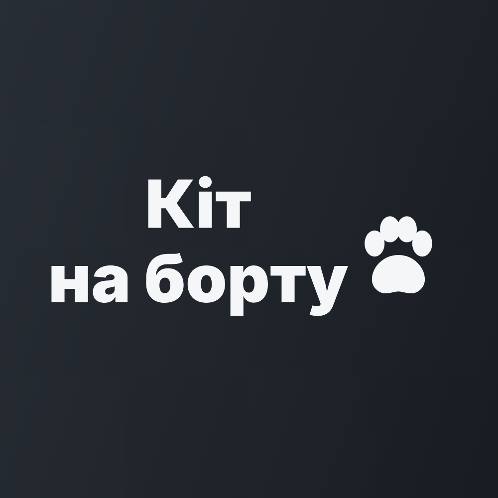 Наклейка на Авто на Скло «Кіт на борту» 21х7 см + Монтажна плівка